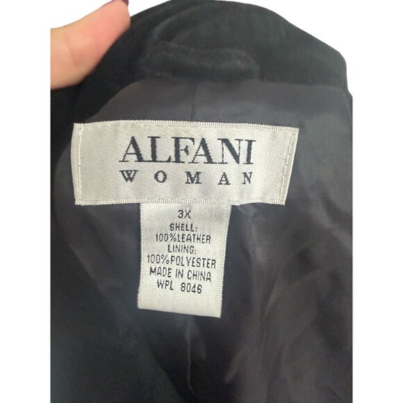 ALFANI Woman Black Sueded Leather Jacket Size 3X - Picture 3 of 9